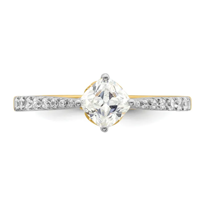 Rings 075ct CZ Solid Real 14k Polish 34ct Cushion Leaf Design Dia Ring Goldia