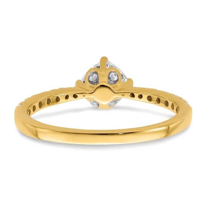Rings 075ct CZ Solid Real 14k Polish 34ct Cushion Leaf Design Dia Ring Goldia