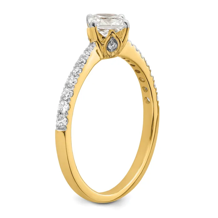 Rings 075ct CZ Solid Real 14k Polish 34ct Cushion Leaf Design Dia Ring Goldia