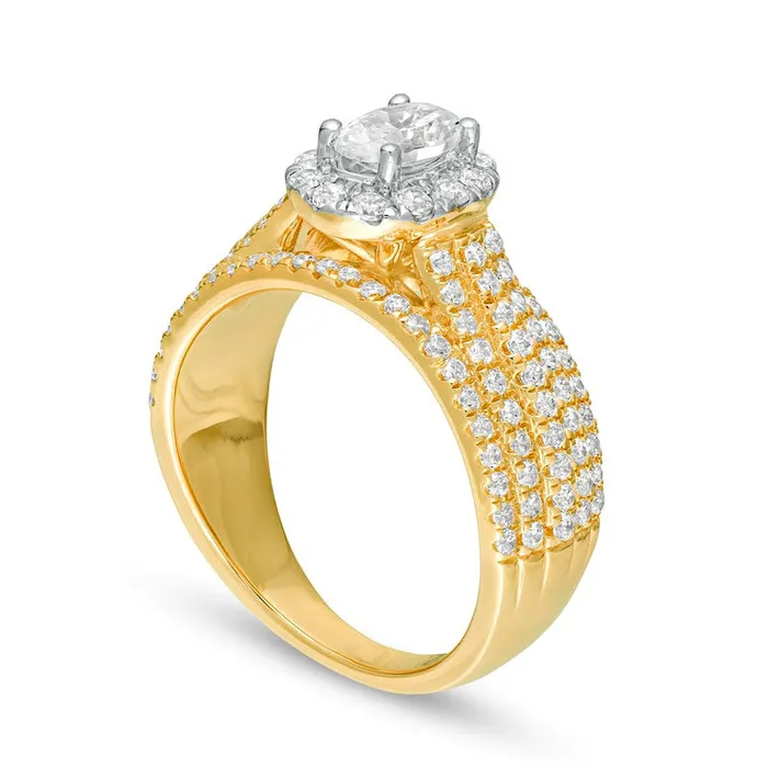 Rings 15 CT TW Oval Natural Diamond Frame MultiRow Engagement Ring in Solid 14K Gold Goldia Rings 15 CT TW Oval Natural Diamond Frame MultiRow Engagement Ring in Solid 14K Gold Goldia