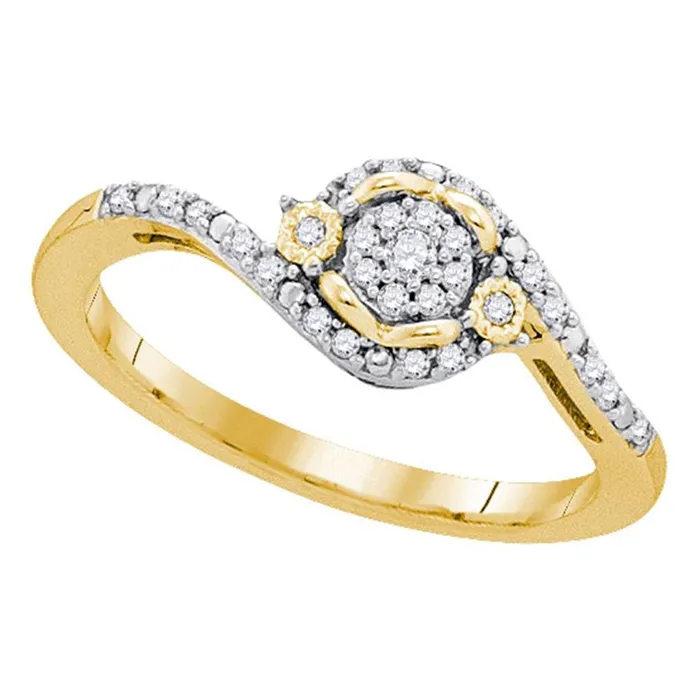 Rings 10k Yellow Gold Round Diamond Cluster Ring 18 Cttw gndatlanta