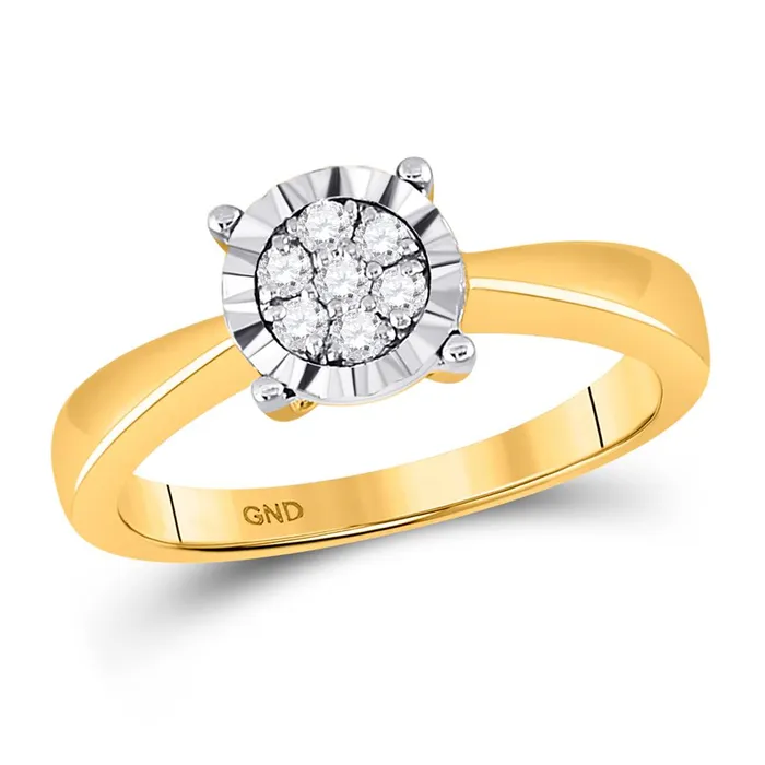 Rings 10k Yellow Gold Round Diamond Flower Cluster Ring 16 Cttw gndatlanta