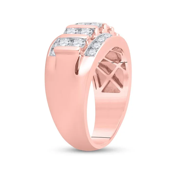 Rings 14k Rose Gold Round Diamond Wedding Channel Set Band Ring 2 Cttw gndatlanta