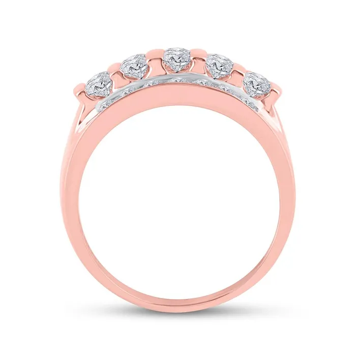 Rings 14k Rose Gold Round Diamond Wedding Channel Set Band Ring 2 Cttw gndatlanta