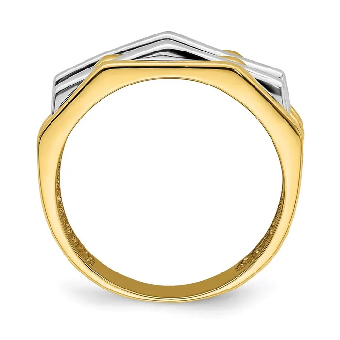 Rings 14k TwoTone Gold Five Ridge Peak Design Ring Goldia