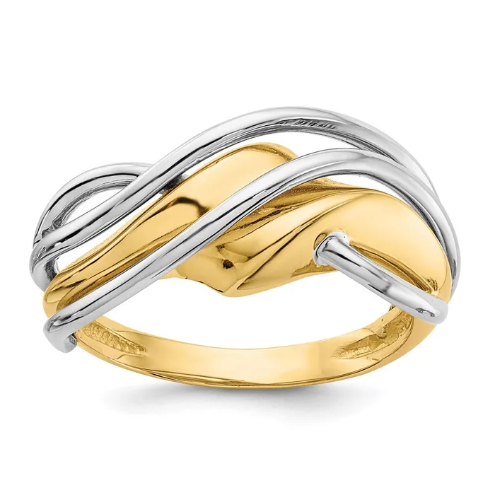 Rings 14k TwoTone Gold Wave Ring Goldia
