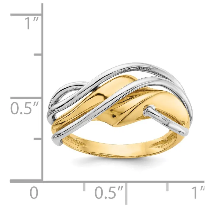 Rings 14k TwoTone Gold Wave Ring Goldia
