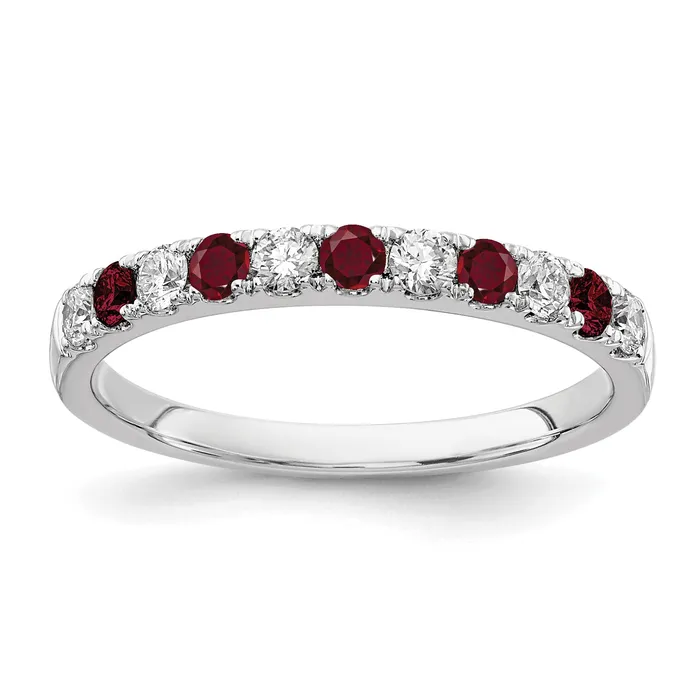 Rings 14k White Gold 12 Ct Lab Grown Diamond VSSI G and Lab Created Ruby Band Ring Goldia Rings 14k White Gold 12 Ct Lab Grown Diamond VSSI G and Lab Created Ruby Band Ring Goldia