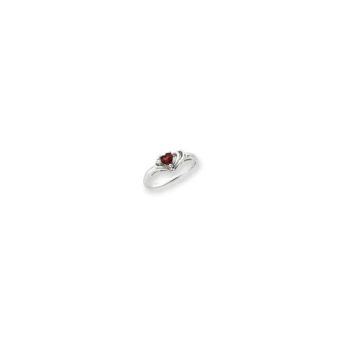 Rings 14k White Gold 4mm Heart Ruby A Diamond ring Goldia