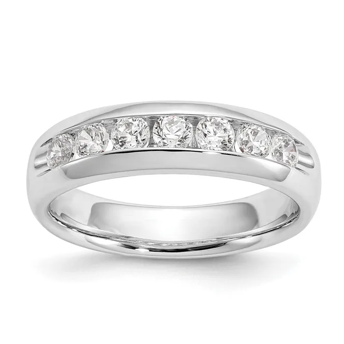 Rings 14K White Gold 5Stone Real Diamond Channel Band goldiaca