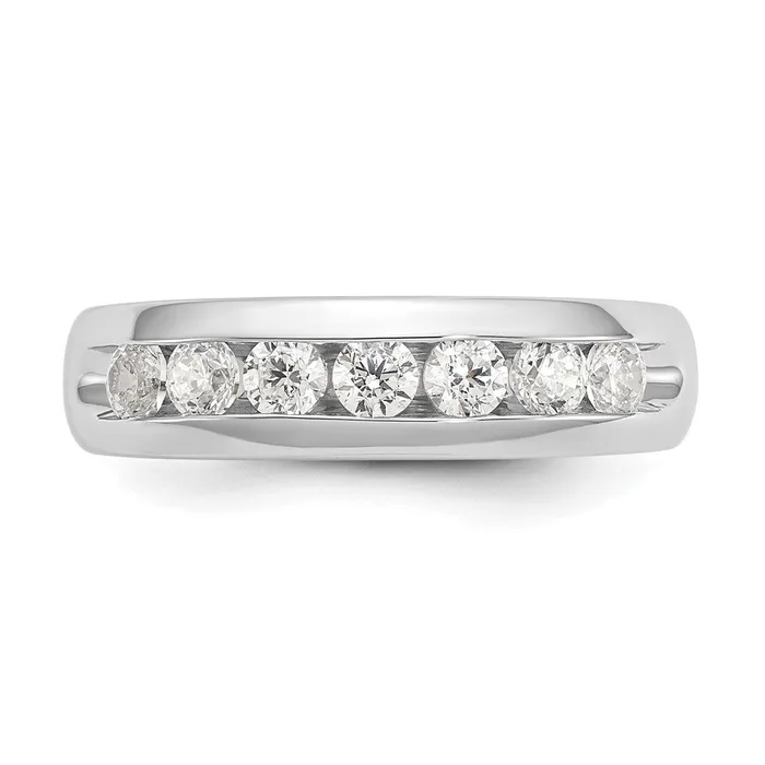 Rings 14K White Gold 5Stone Real Diamond Channel Band goldiaca