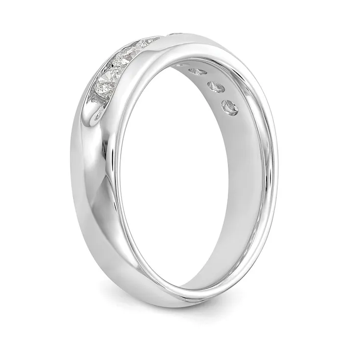 Rings 14K White Gold 5Stone Real Diamond Channel Band goldiaca