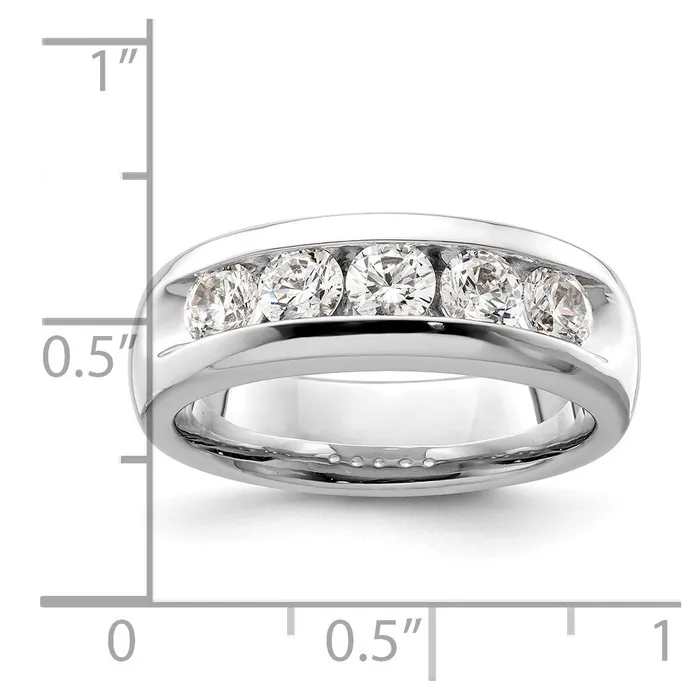 Rings 14K White Gold 5Stone Real Diamond Channel Band goldiaca