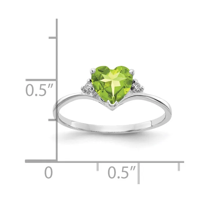 Rings 14k White Gold 6mm Heart Peridot VS Real Diamond ring Goldiacom