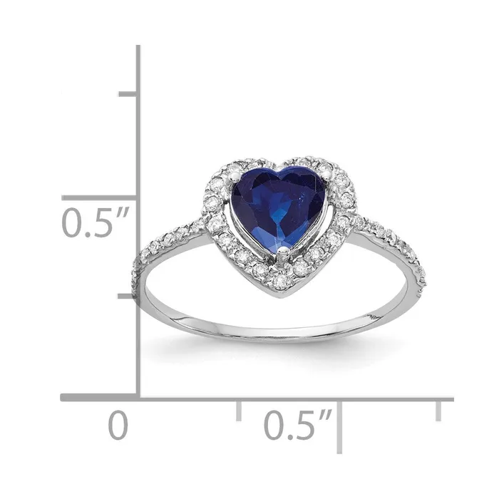 Rings 14k White Gold 6mm Heart Sapphire AAA Real Diamond ring Goldiacom
