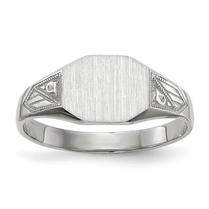 Rings 14k White Gold 70x90mm Closed Back Signet Ring Goldia