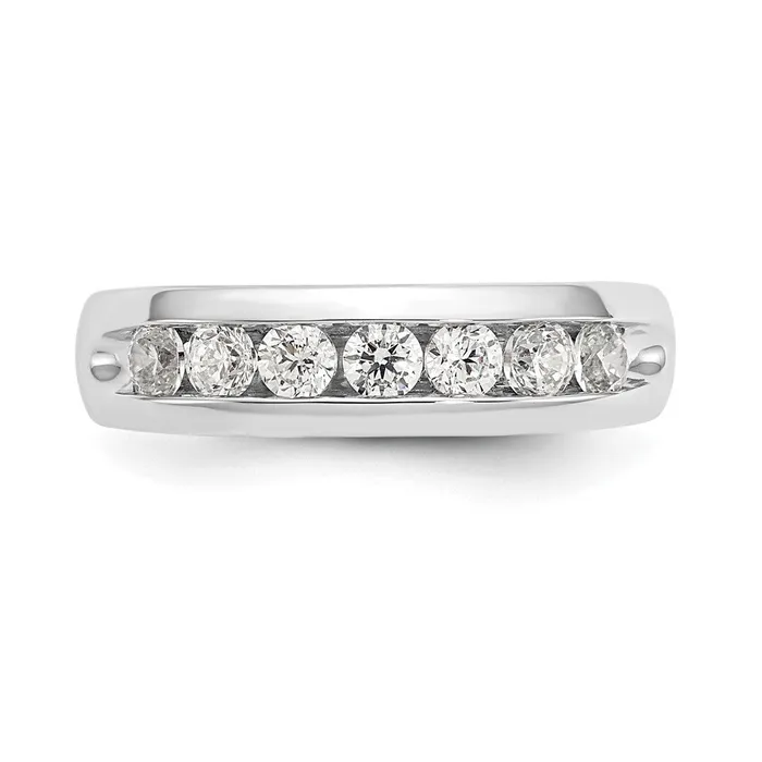 Rings 14K White Gold 7Stone Real Diamond Channel Band goldiaca