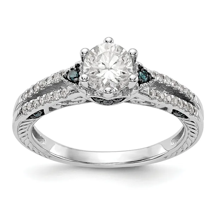 Rings 14k White Gold Blue and White Simulated Diamond Engagement Ring Goldiacom Rings 14k White Gold Blue and White Simulated Diamond Engagement Ring Goldiacom