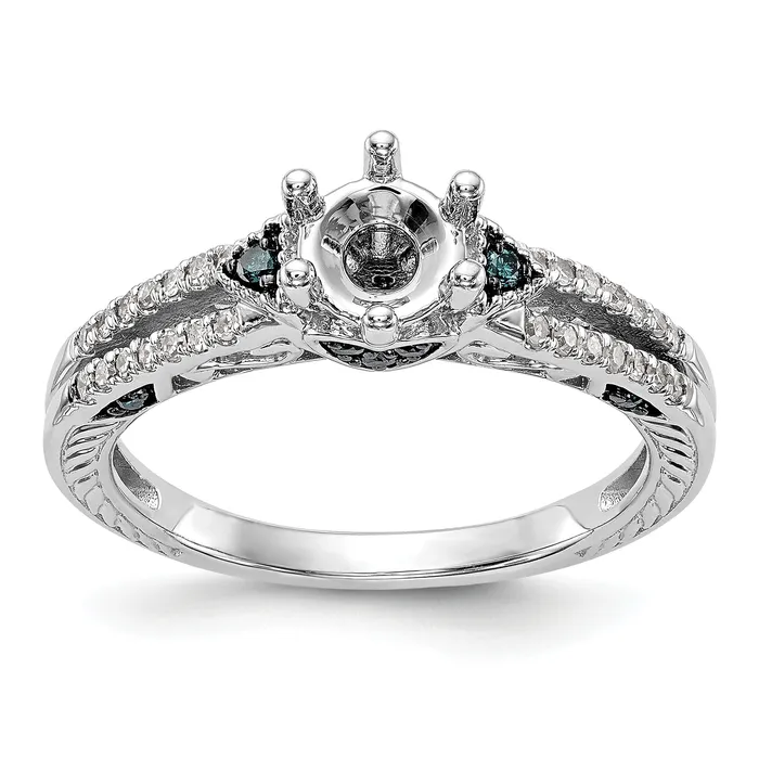 Rings 14k White Gold Blue and White Simulated Diamond Engagement Ring Goldiacom