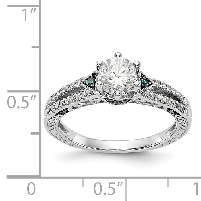 Rings 14k White Gold Blue and White Simulated Diamond Engagement Ring Goldiacom
