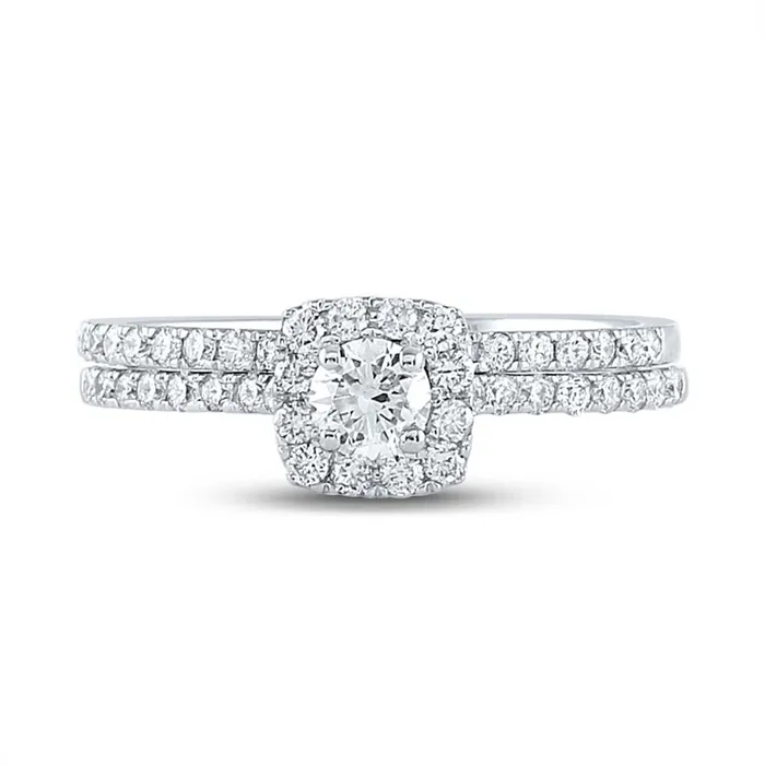 Rings 14k White Gold Diamond Slender Halo Bridal Wedding Ring Set 34 Cttw Certified gndatlanta Rings 14k White Gold Diamond Slender Halo Bridal Wedding Ring Set 34 Cttw Certified gndatlanta