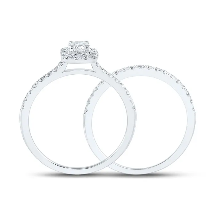 Rings 14k White Gold Diamond Slender Halo Bridal Wedding Ring Set 34 Cttw Certified gndatlanta