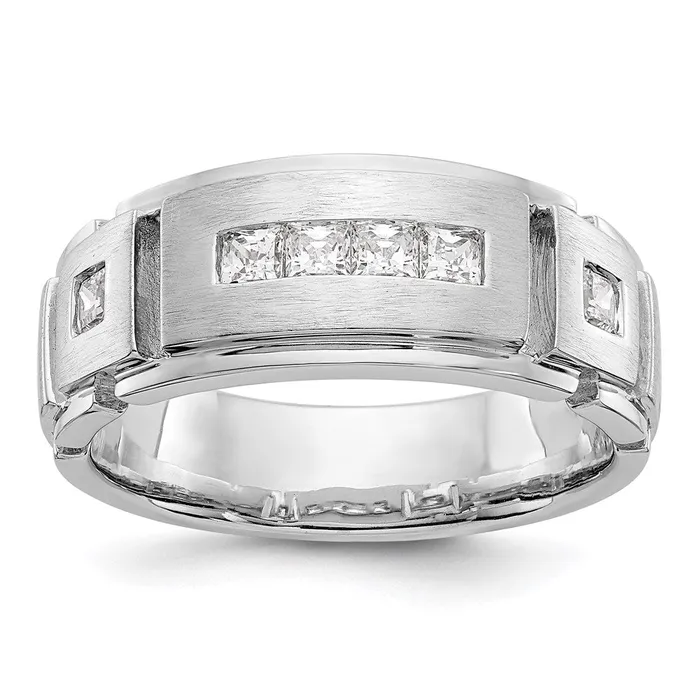 Rings 14k White Gold Real Diamond Mens Band Goldia