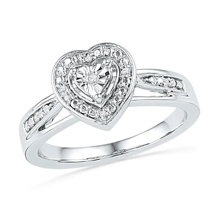Rings 14k White Gold Round Diamond Heart Ring 03 Cttw gndatlanta