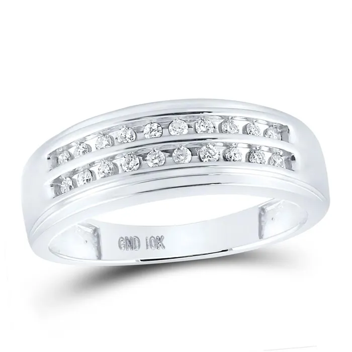 Rings 14k White Gold Round Diamond Wedding 2Row Band Ring 14 Cttw gndatlanta Rings 14k White Gold Round Diamond Wedding 2Row Band Ring 14 Cttw gndatlanta