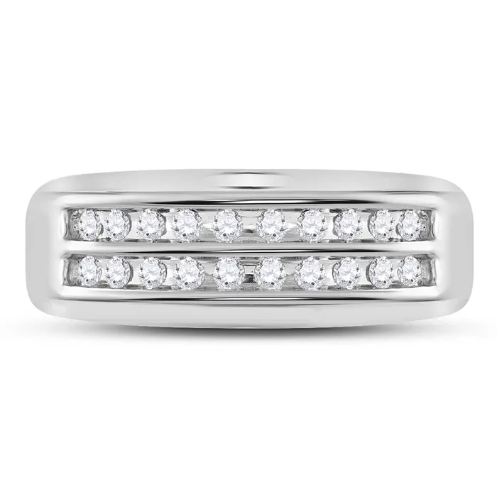 Rings 14k White Gold Round Diamond Wedding 2Row Band Ring 14 Cttw gndatlanta