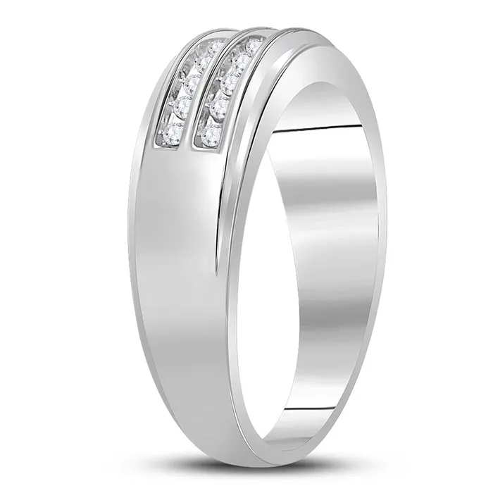 Rings 14k White Gold Round Diamond Wedding 2Row Band Ring 14 Cttw gndatlanta
