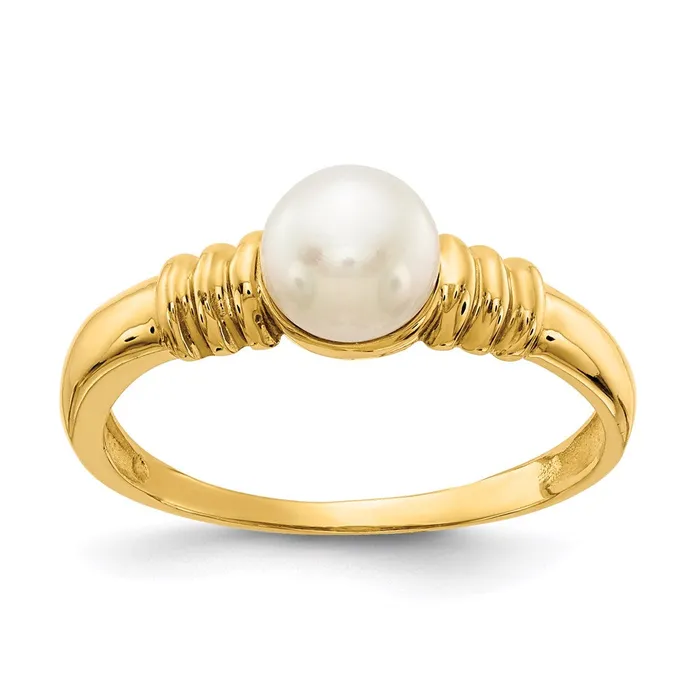 Rings 14K Yellow Gold 56mm White Button Freshwater Cultured Pearl Ring Goldia Rings 14K Yellow Gold 56mm White Button Freshwater Cultured Pearl Ring Goldia