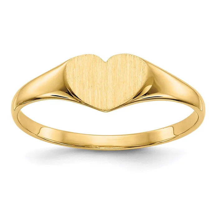 Rings 14K Yellow Gold 60x75mm Closed Back Heart Signet Ring Goldia