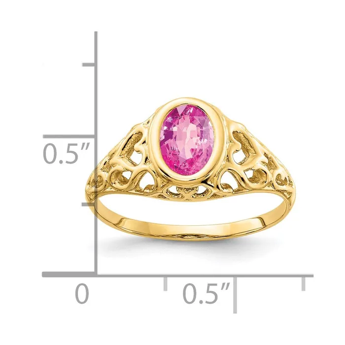 Rings 14K Yellow Gold 7x5mm Oval Pink Sapphire ring Goldia