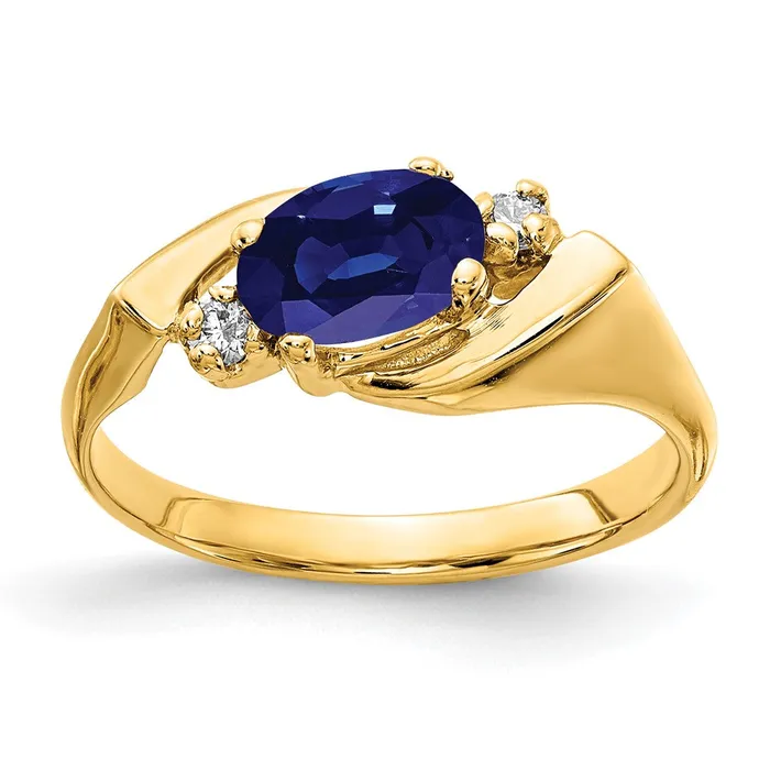 Rings 14K Yellow Gold 7x5mm Oval Sapphire AA Real Diamond ring Goldiacom Rings 14K Yellow Gold 7x5mm Oval Sapphire AA Real Diamond ring Goldiacom
