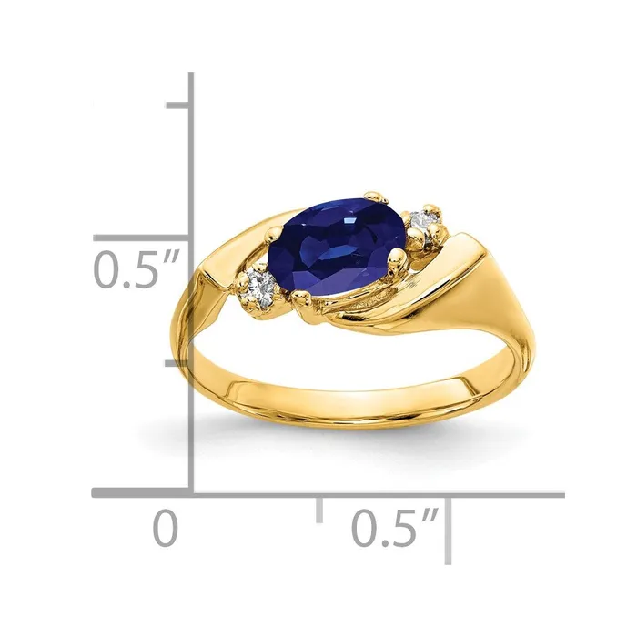 Rings 14K Yellow Gold 7x5mm Oval Sapphire AA Real Diamond ring Goldiacom