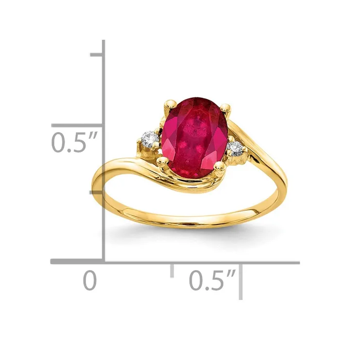 Rings 14K Yellow Gold 8x6mm Oval Ruby A Real Diamond ring Goldia
