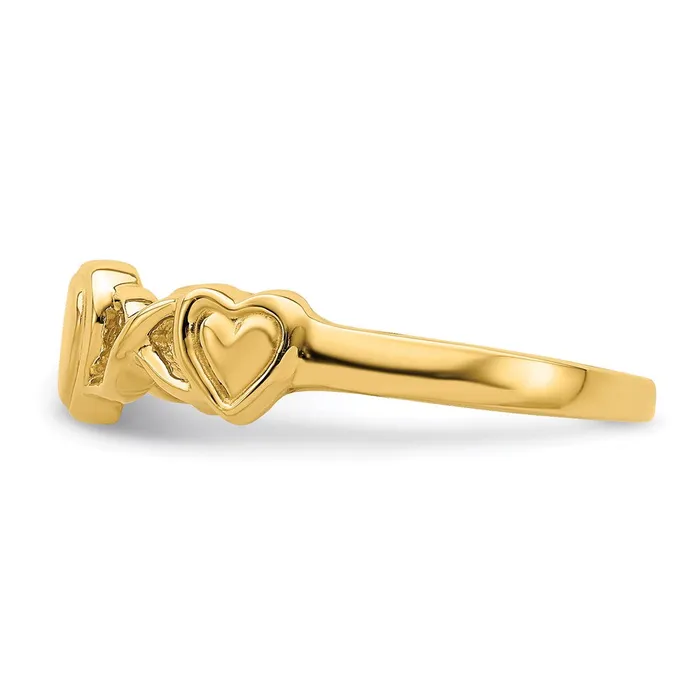 Rings 14K Yellow Gold Triple Heart Band Ring Goldia