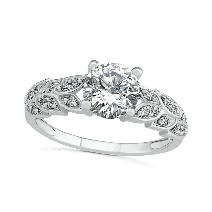 Rings 70mm White LabCreated Sapphire Laurel LeafSides Ring in Sterling Silver Goldia Rings 70mm White LabCreated Sapphire Laurel LeafSides Ring in Sterling Silver Goldia