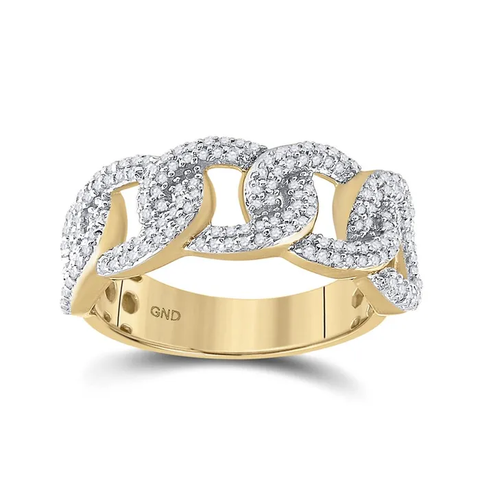 Rings gndatlanta 10k Yellow Gold Round Diamond Curb Link Cuban Band Ring 58 Cttw Rings gndatlanta 10k Yellow Gold Round Diamond Curb Link Cuban Band Ring 58 Cttw