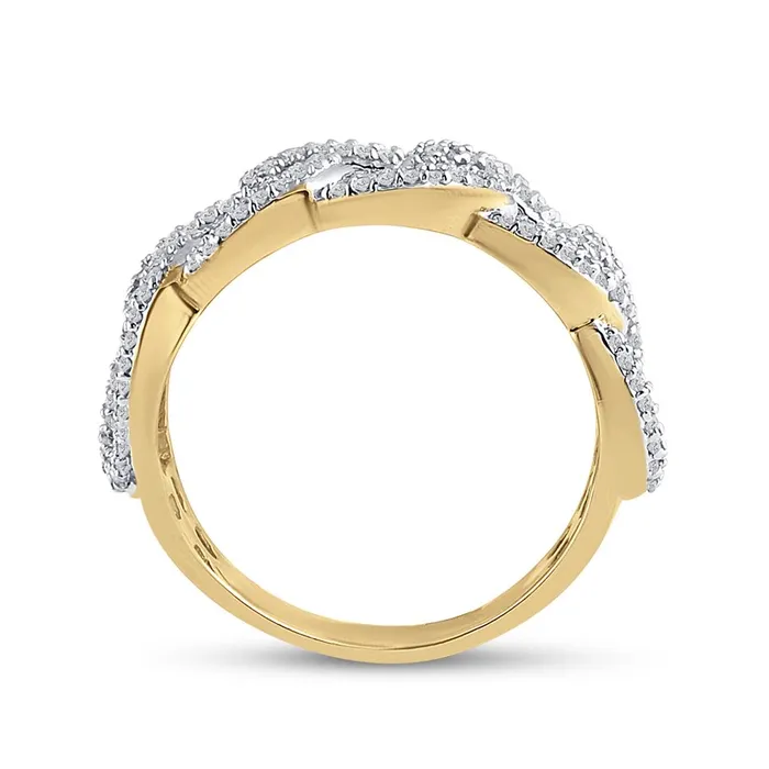 Rings gndatlanta 10k Yellow Gold Round Diamond Curb Link Cuban Band Ring 58 Cttw