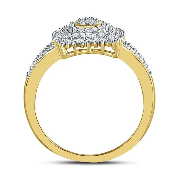 Rings gndatlanta 10kt Yellow Gold Round Diamond Rectangle Cluster Splitshank Ring 14 Cttw