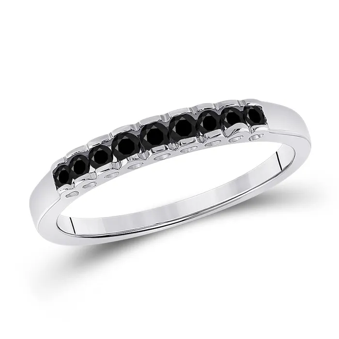 Rings gndatlanta 14k White Gold Princess Black Diamond Band Ring 14 Cttw