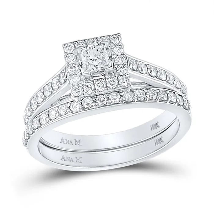 Rings gndatlanta 14k White Gold Princess Diamond Bridal Wedding Ring Set 78 Cttw Certified Rings gndatlanta 14k White Gold Princess Diamond Bridal Wedding Ring Set 78 Cttw Certified