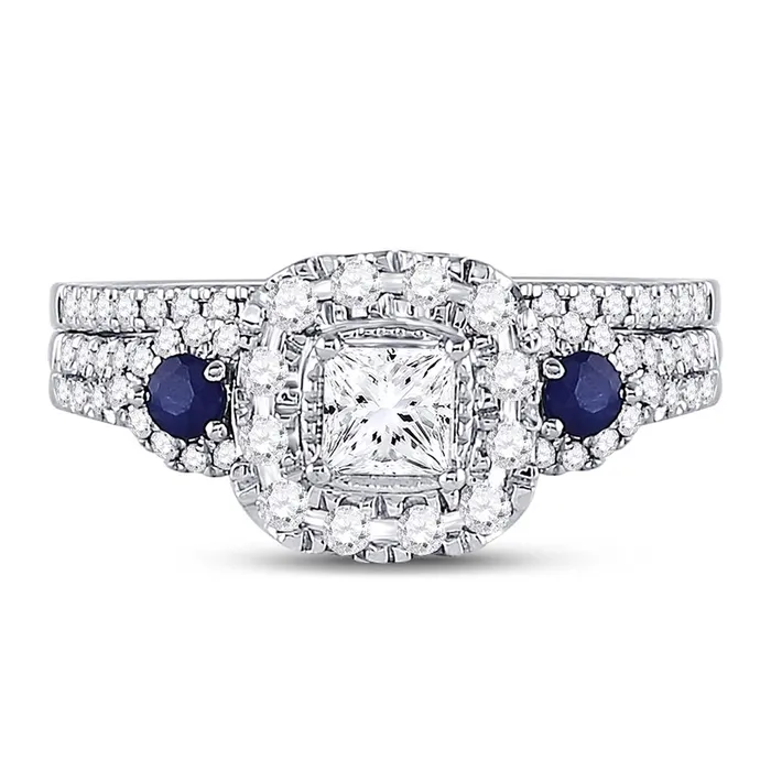 Rings gndatlanta 14k White Gold Princess Diamond Bridal Wedding Ring Set 78 Cttw Certified