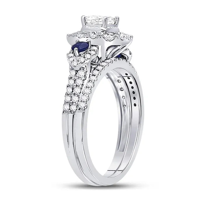 Rings gndatlanta 14k White Gold Princess Diamond Bridal Wedding Ring Set 78 Cttw Certified