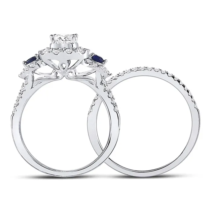Rings gndatlanta 14k White Gold Princess Diamond Bridal Wedding Ring Set 78 Cttw Certified