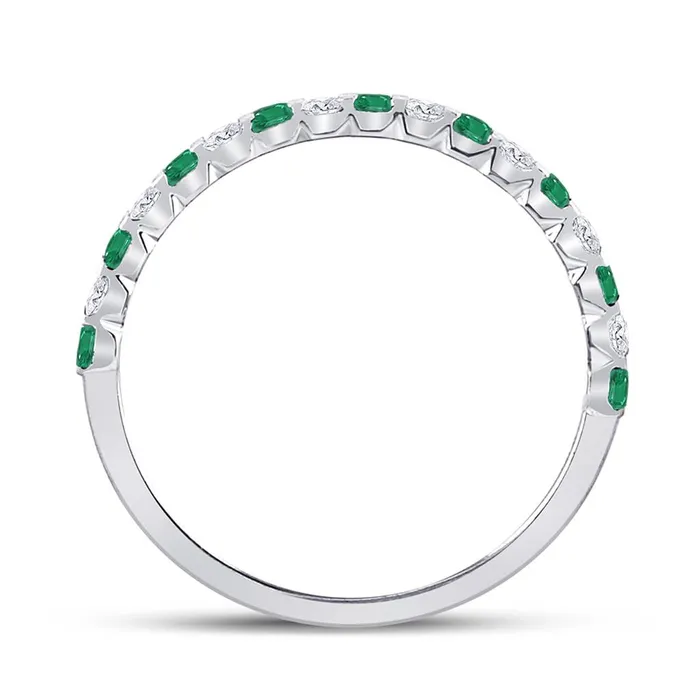 Rings gndatlanta 14k White Gold Princess Emerald Diamond Alternating Stackable Band Ring 13 Cttw