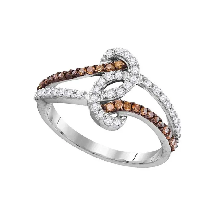 Rings gndatlanta 14k White Gold Round Brown Diamond Strand Band Ring 12 Cttw Rings gndatlanta 14k White Gold Round Brown Diamond Strand Band Ring 12 Cttw