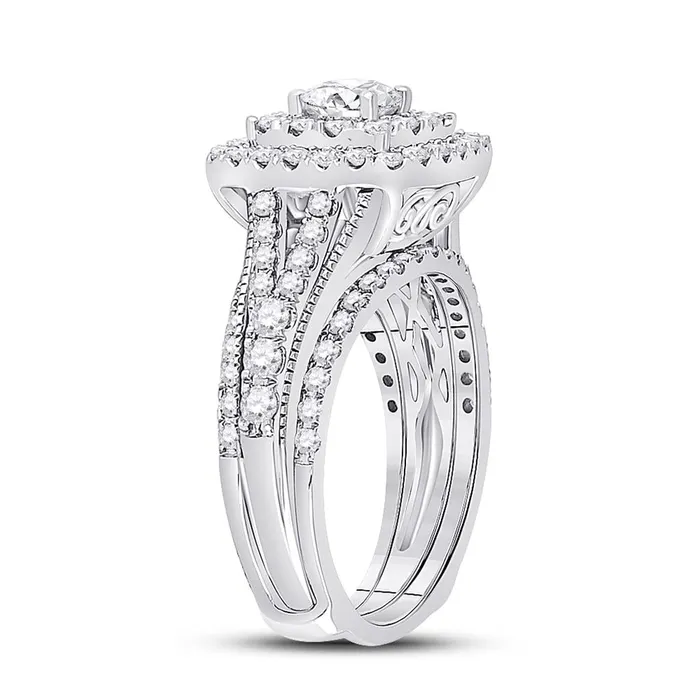 Rings gndatlanta 14k White Gold Round Diamond Bridal Wedding Ring Set 112 Cttw Certified